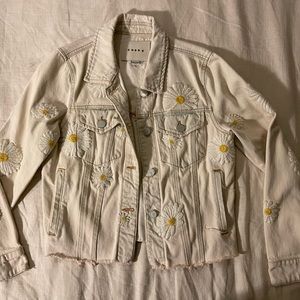 Flower jean jacket -beige